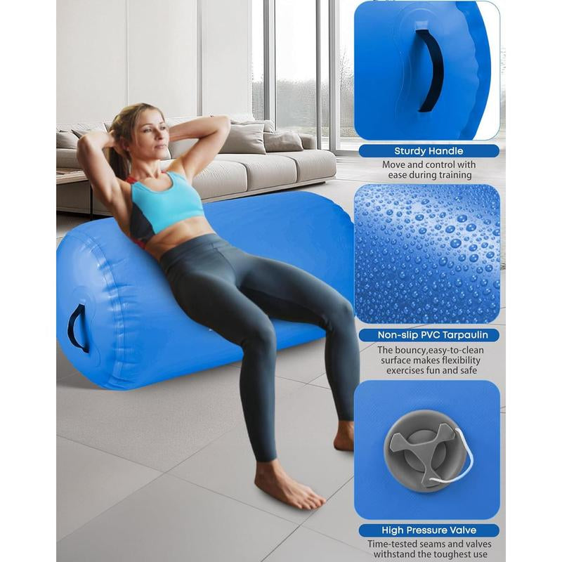 Air Barrel - Air Roller Gymnastics Barrel for Handspring Trainer, Air Track Tumble Mat with Pump for Gym /Yoga Exercise/Cheerleading/ and Outdoor Use