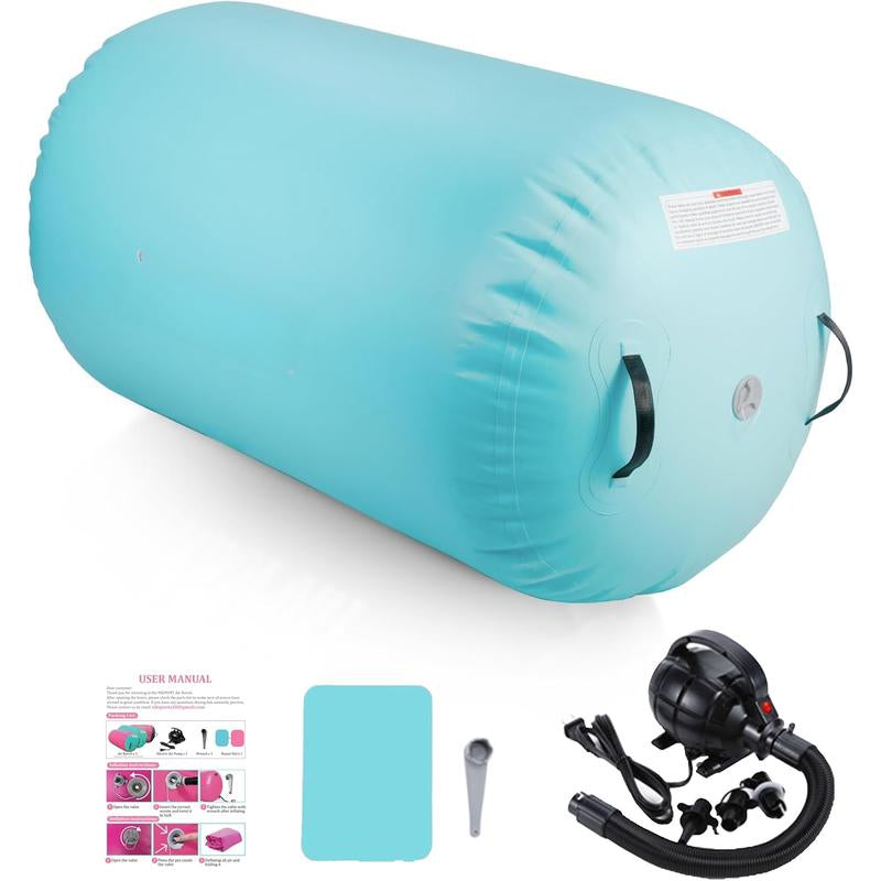 Air Barrel - Air Roller Gymnastics Barrel for Handspring Trainer, Air Track Tumble Mat with Pump for Gym /Yoga Exercise/Cheerleading/ and Outdoor Use