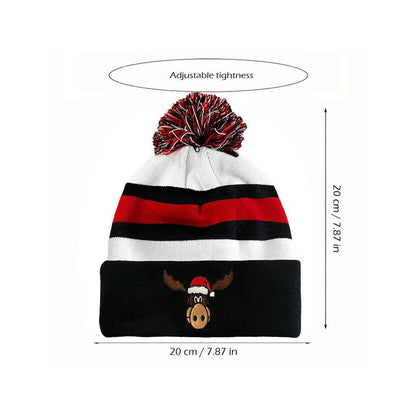 Christmas Reindeer Ice Hockey Jerseys+Knitted Hat, #00 Movie, Stitched Letters and Numbers S-XXXL Winter Hat for Festive Party, Christmas Gift