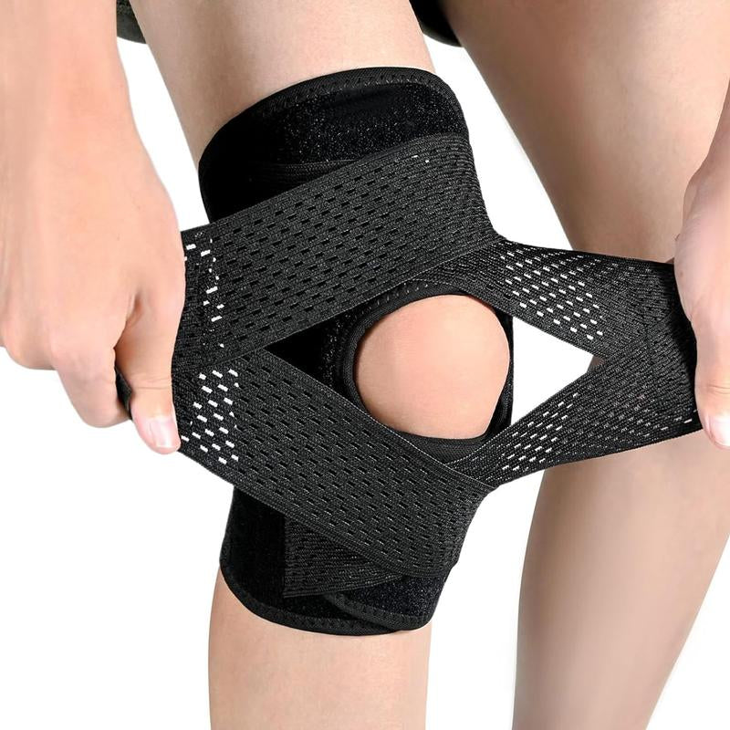 Knee Brace for Knee Pain, Compression Knee Support with Air Mesh Fabric, Adjustable Knee Wrap with Side Stabilizers, Ultra-Soft Bandage for Sports, Running, Meniscus Tear, ACL, Arthritis Relief