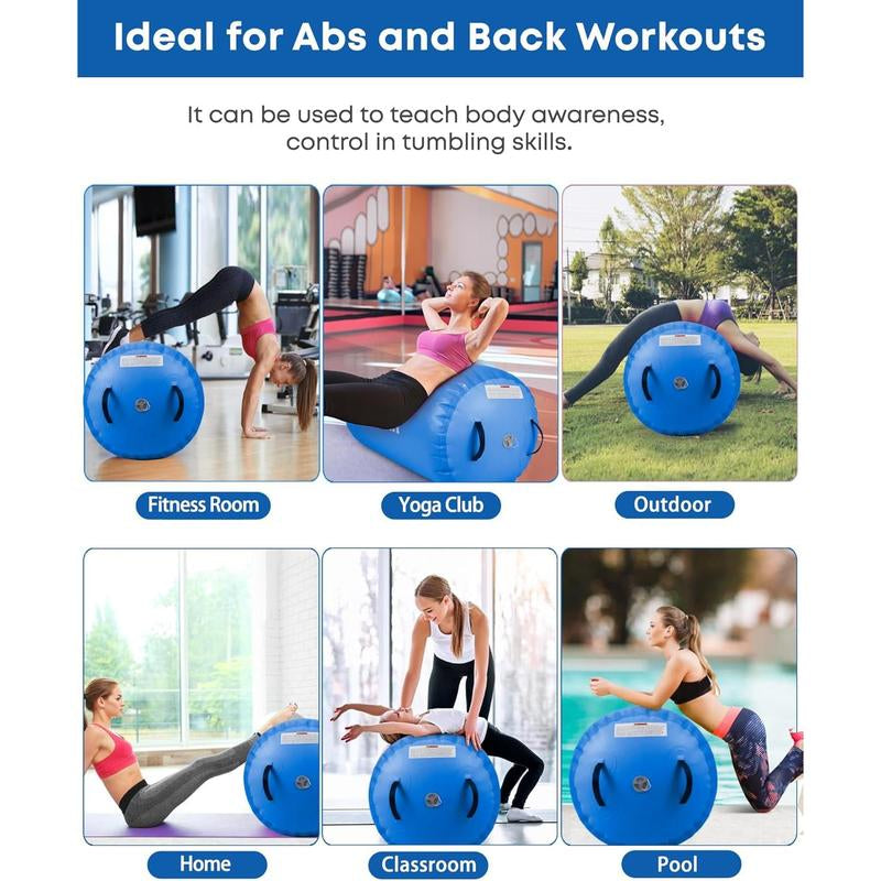 Air Barrel - Air Roller Gymnastics Barrel for Handspring Trainer, Air Track Tumble Mat with Pump for Gym /Yoga Exercise/Cheerleading/ and Outdoor Use