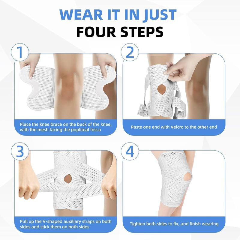 Knee Brace for Knee Pain, Compression Knee Support with Air Mesh Fabric, Adjustable Knee Wrap with Side Stabilizers, Ultra-Soft Bandage for Sports, Running, Meniscus Tear, ACL, Arthritis Relief