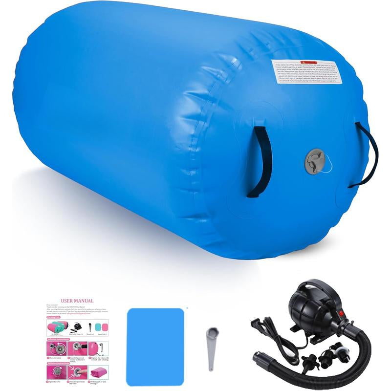 Air Barrel - Air Roller Gymnastics Barrel for Handspring Trainer, Air Track Tumble Mat with Pump for Gym /Yoga Exercise/Cheerleading/ and Outdoor Use