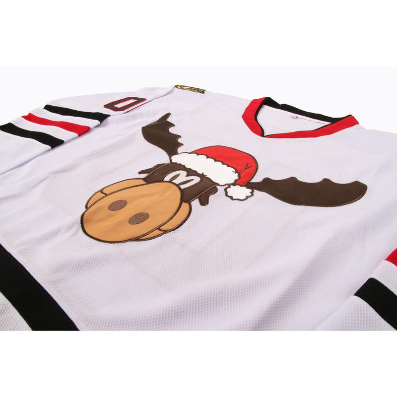 Christmas Reindeer Ice Hockey Jerseys+Knitted Hat, #00 Movie, Stitched Letters and Numbers S-XXXL Winter Hat for Festive Party, Christmas Gift