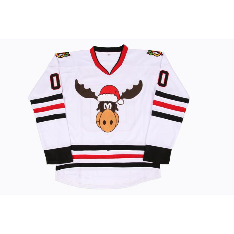 Christmas Reindeer Ice Hockey Jerseys+Knitted Hat, #00 Movie, Stitched Letters and Numbers S-XXXL Winter Hat for Festive Party, Christmas Gift