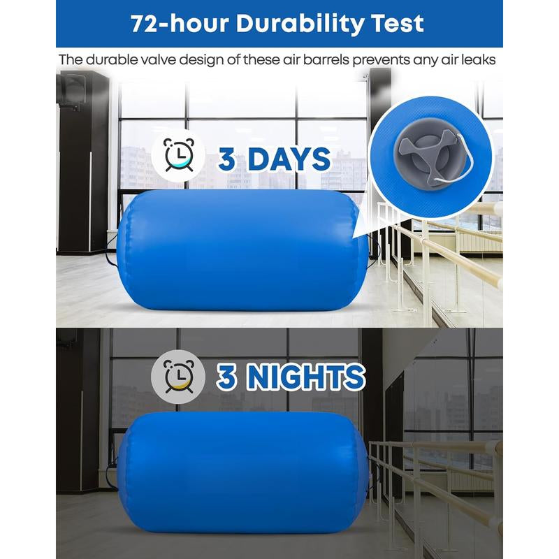 Air Barrel - Air Roller Gymnastics Barrel for Handspring Trainer, Air Track Tumble Mat with Pump for Gym /Yoga Exercise/Cheerleading/ and Outdoor Use