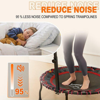 HOTWAVE Handrail Trampoline Foldable Indoor Mini Trampoline 40"/45" Fitness Trampoline Adjustable Height