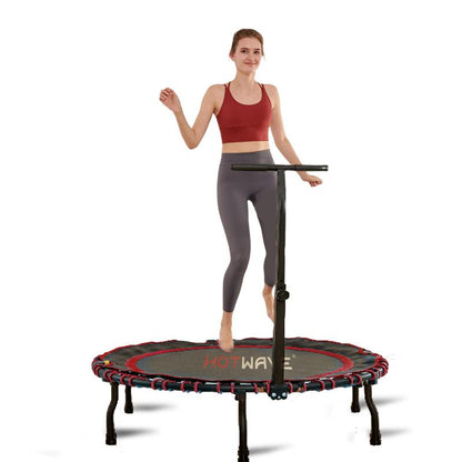 HOTWAVE Handrail Trampoline Foldable Indoor Mini Trampoline 40"/45" Fitness Trampoline Adjustable Height