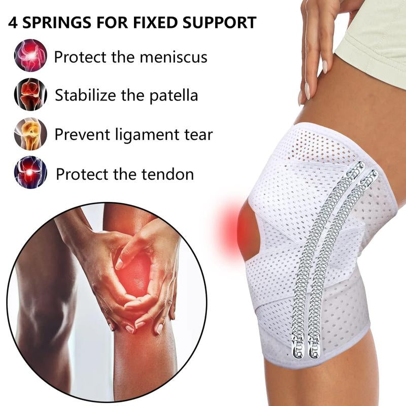 Knee Brace for Knee Pain, Compression Knee Support with Air Mesh Fabric, Adjustable Knee Wrap with Side Stabilizers, Ultra-Soft Bandage for Sports, Running, Meniscus Tear, ACL, Arthritis Relief