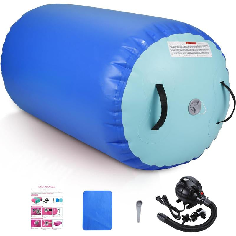 Air Barrel - Air Roller Gymnastics Barrel for Handspring Trainer, Air Track Tumble Mat with Pump for Gym /Yoga Exercise/Cheerleading/ and Outdoor Use
