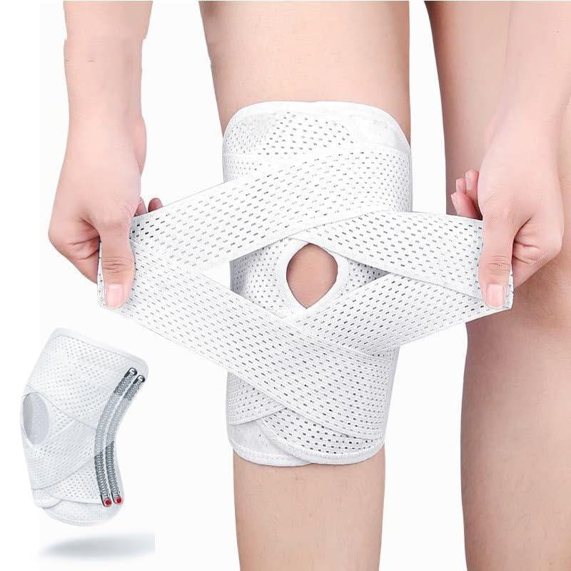 Knee Brace for Knee Pain, Compression Knee Support with Air Mesh Fabric, Adjustable Knee Wrap with Side Stabilizers, Ultra-Soft Bandage for Sports, Running, Meniscus Tear, ACL, Arthritis Relief